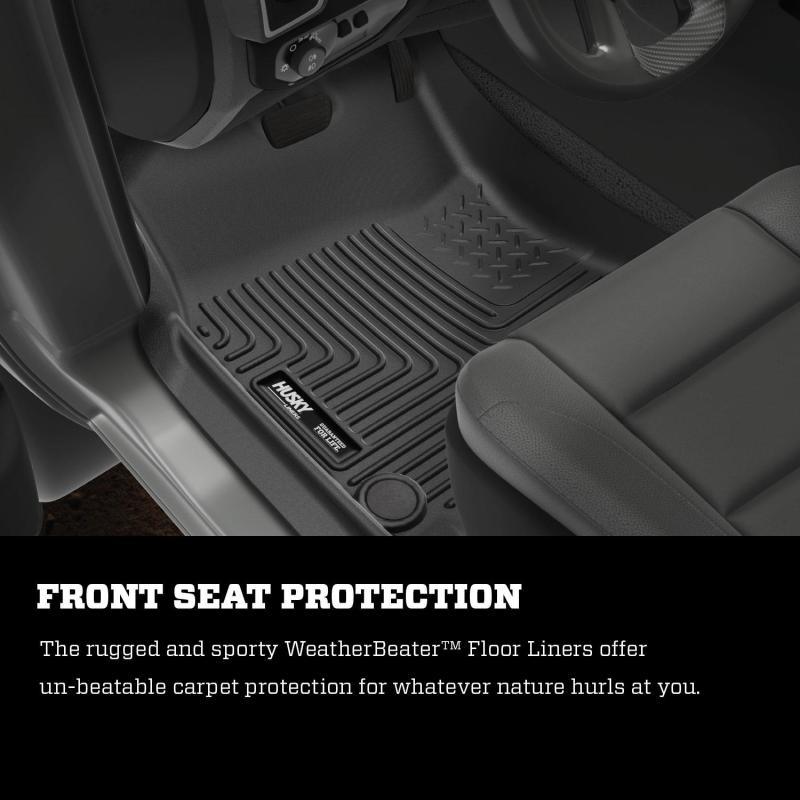 Husky Liners 2019 Ram 1500 CC WeatherBeater 2nd Seat Floor Liners Black (W/O Factory Storage Box) - Corvette Realm