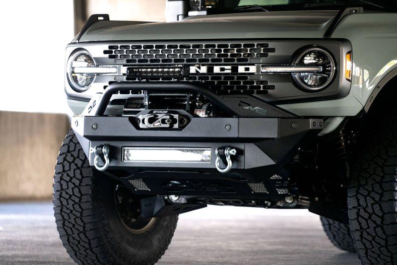 DV8 Offroad 2021+ Ford Bronco Modular Front Bumper Winch Capable w/ Auxiliary Light Mounts - Corvette Realm