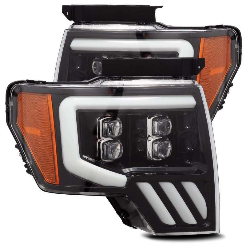AlphaRex 09-14 Ford F-150 NOVA LED Proj Headlights Plank Style Gloss Black w/Activ Light/Seq Signal - Corvette Realm