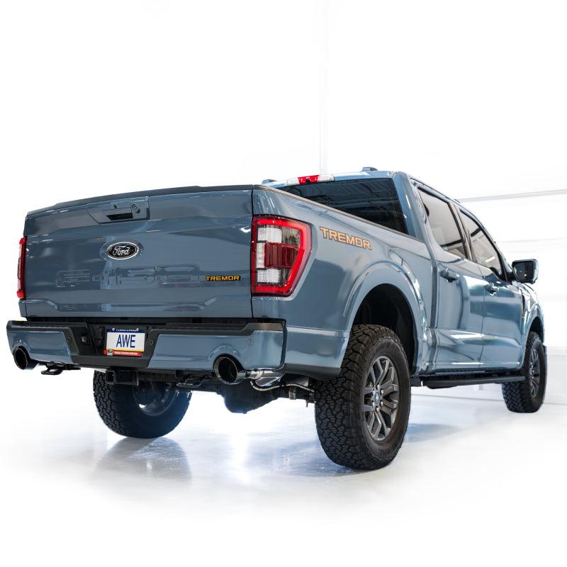 AWE Tuning 2021+ Ford F-150 Tremor (w/ Bumper Cutouts) 0FG Non-Resonated Catback -Diamond Black Tips - Corvette Realm