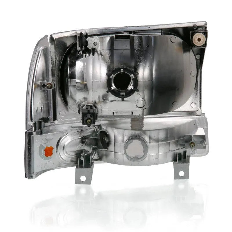 ANZO 2000-2004 Ford Excursion Crystal Headlight w/ Corner Light Black Amber (w/o Bulb) - Corvette Realm