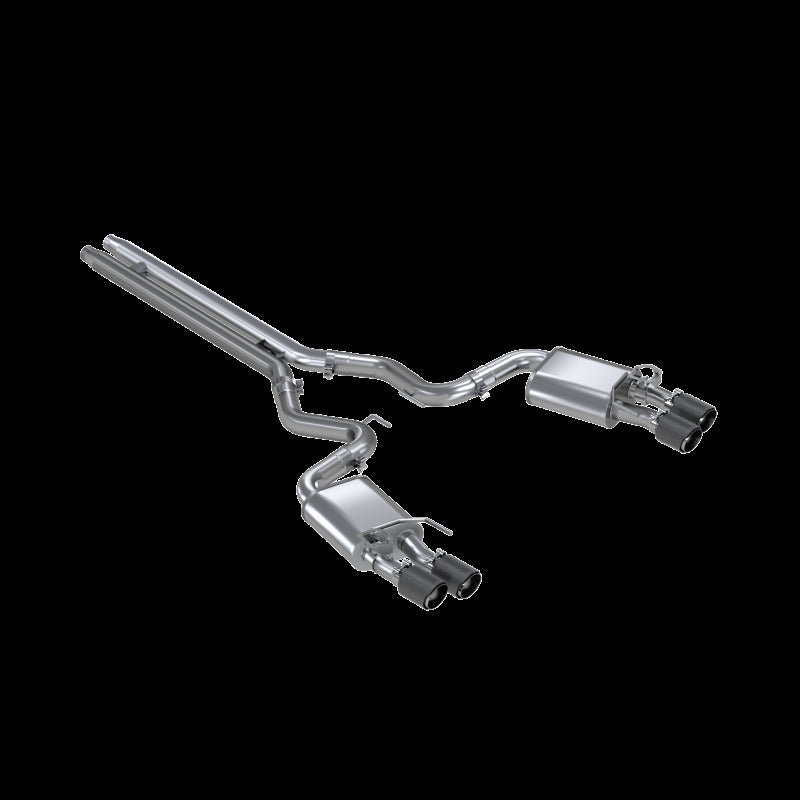 MBRP 18-20 Ford Mustang GT 5.0 w/ Quad Tip Active Exhaust Cat Back Split Rear T304 w/ Carb Fib Tips