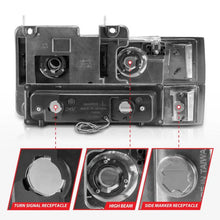 Load image into Gallery viewer, ANZO 88-98 Chevrolet C1500 Crystal Headlights w/Light Bar Chrome Housing w/ Signal Side Markers 8Pcs - Corvette Realm