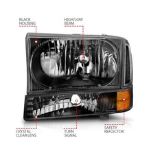 Load image into Gallery viewer, ANZO 2000-2004 Ford Excursion Crystal Headlights Black - Corvette Realm