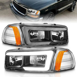 Anzo 99-17 GMC Sierra/Denali Headlights Black Amber (w/C Light Bars) - Corvette Realm