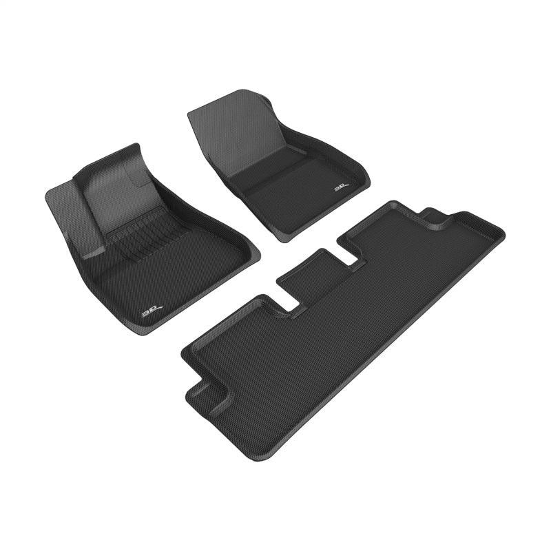 3D MAXpider 20-22 Tesla Model 3 Kagu 1st & 2nd Row Floormats - Black - Corvette Realm