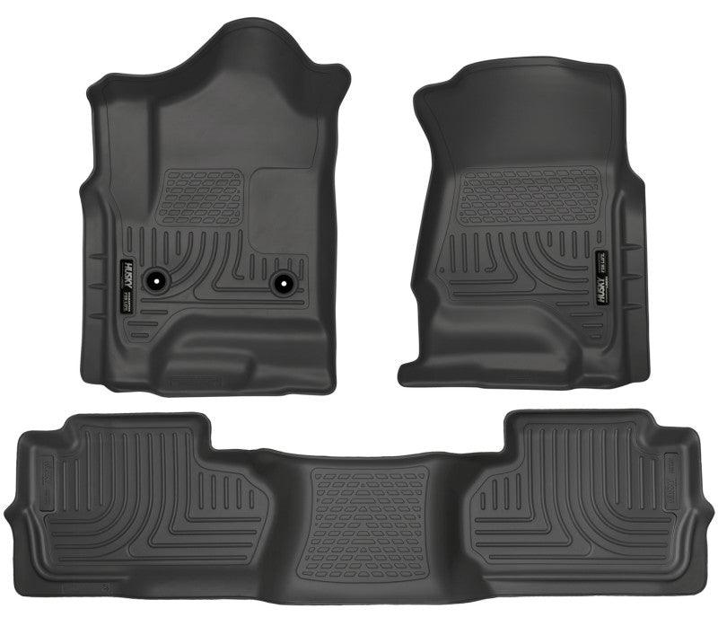 Husky Liners 14 Chevrolet Silverado/GMC Sierra Dbl Cab WeatherBeater Black Front&2nd Seat Floor Line - Corvette Realm