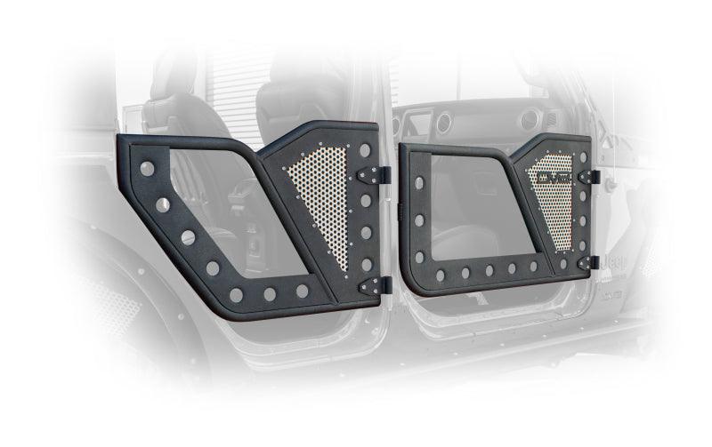 DV8 Offroad Jeep 18+ Wrangler JL / 20+ Gladiator JT Rear Rock Doors w/ Perforated Aluminum Mesh - Corvette Realm