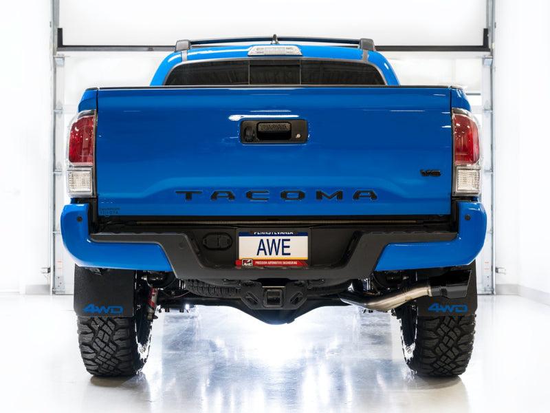 AWE 16-22 Toyota Tacoma 0FG Catback Exhaust w/ BashGuard - Dual Diamond Black Tips - Corvette Realm