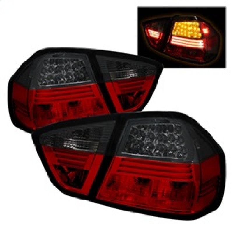 Spyder BMW E90 3-Series 06-08 4Dr LED Tail Lights Red Smoke ALT-YD-BE9006-LED-RS - Corvette Realm