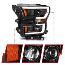 Load image into Gallery viewer, ANZO 2015-2017 Ford F-150 Projector Headlights w/ Plank Style Switchback Black w/ Amber - Corvette Realm