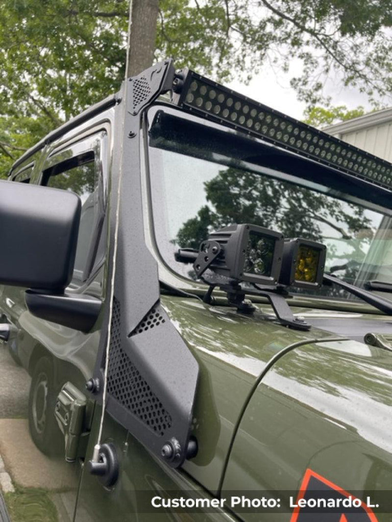 Go Rhino 18-20 Jeep Wrangler JL/JLU/Gladiator JT XE Windshield Light Bar Mount - 50in Single Row - Corvette Realm