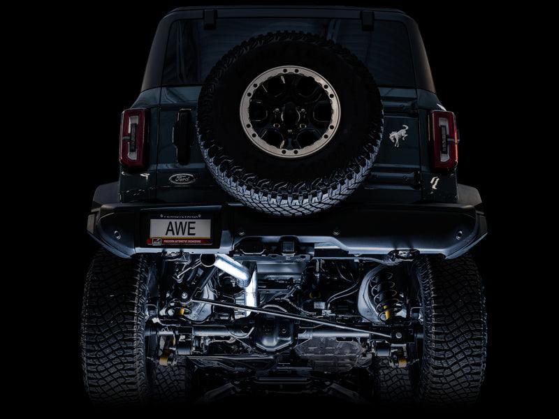AWE Tuning 2021+ Ford Bronco 0FG Exhaust (No Tips) w/ Bash Guard - Corvette Realm