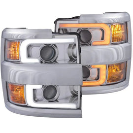 ANZO Projector Headlights 15-17 Chevrolet Silverado 2500HD / 3500HD Chrome w/ Chrome Rim - Corvette Realm