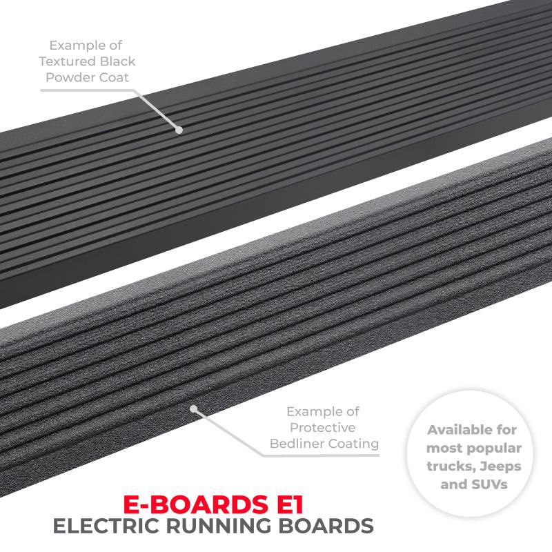 Go Rhino 18-23 Jeep Wrangler 4dr E-BOARD E1 Electric Running Board Kit (Drilling Req.) - Tex. Blk - Corvette Realm