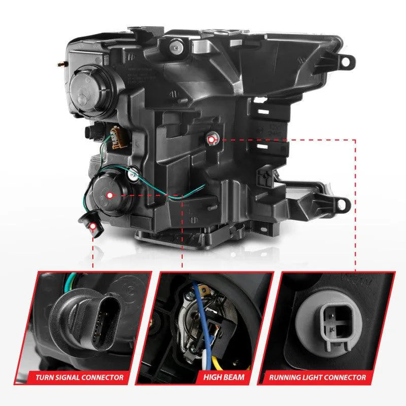 ANZO 2018-2019 Ford F-150 Projector Plank Style H.L. Black Amber (Without Switchback) - Corvette Realm
