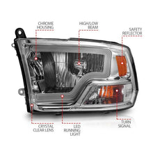 Load image into Gallery viewer, ANZO 2009-2018 Dodge Ram 1500/ 2500/ 3500 Crystal Headlights w/ Light Bar Chrome Housing - Corvette Realm