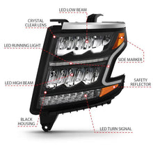 Load image into Gallery viewer, ANZO 15-20 Chevy Tahoe/Suburban LED Light Bar Style Headlights Black w/Sequential w/DRL w/Amber - Corvette Realm