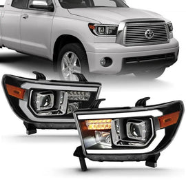 ANZO 2007-2014 Toyota Tundra Projector Light Bar H.L Black Amber(Led High Beam) (Halogen Version) - Corvette Realm