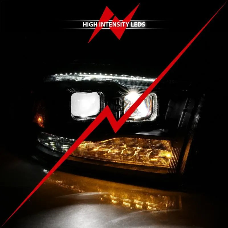 ANZO 2009-2018 Dodge Ram 1500 Led Projector Plank Style Switchback H.L Halo Black Amber (OE Style) - Corvette Realm