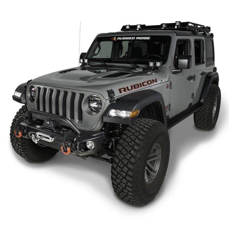 Rugged Ridge Arcus Front Bumper Tube Overrider Black 18-20 Jeep Wrangler JL - Corvette Realm