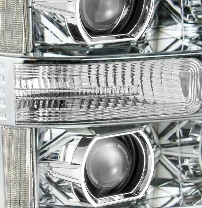AlphaRex 11-16 Ford F-250 SD PRO-Series Projector Headlights Plank Style Design Chrome w/Seq Signal - Corvette Realm