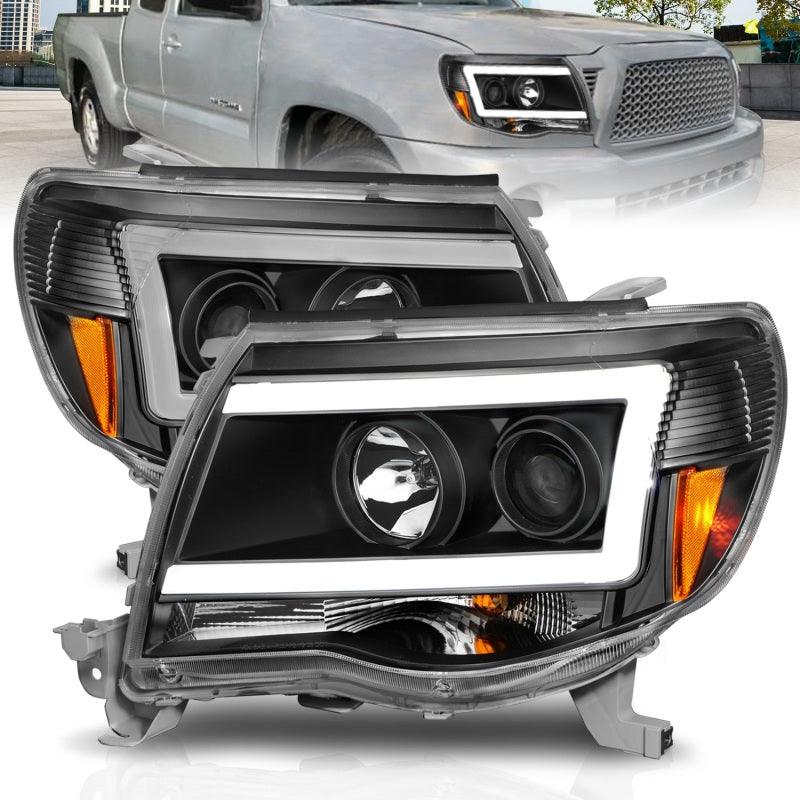 ANZO 05-09 Toyota Tacoma Projector Light Bar Style Headlights w/ C Light Bar - Corvette Realm