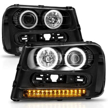 Load image into Gallery viewer, ANZO 2002-2009 Chevrolet Trailblazer Projector Headlights w/ Halo Black - Corvette Realm