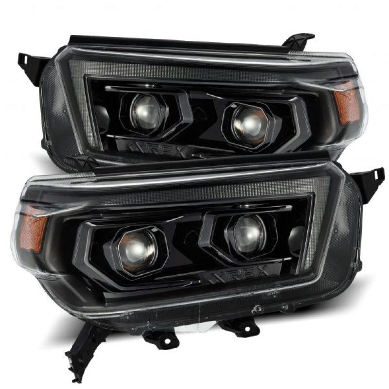 AlphaRex 10-13 Toyota 4Runner LUXX LED Proj Headlights Plank Style Alpha Black w/Seq Signal/DRL - Corvette Realm