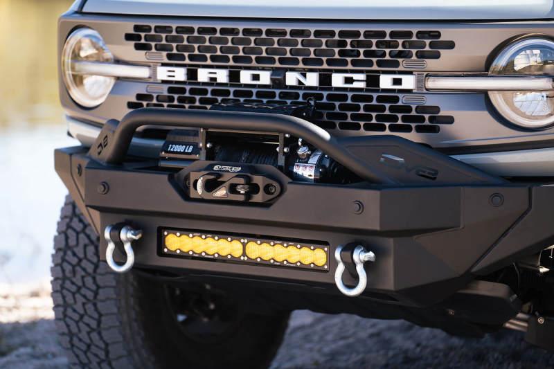 DV8 Offroad 2021+ Ford Bronco Modular Front Bumper Winch Capable w/ Auxiliary Light Mounts - Corvette Realm