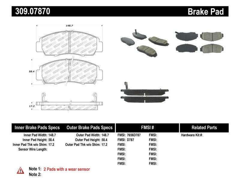 StopTech Performance 04-09 Acura TSX / 09 Accord V6 Coupe ONLY Front Brake Pads - Corvette Realm
