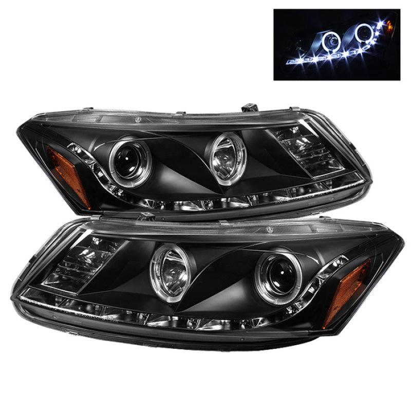 Spyder Honda Accord 08-12 4Dr Projector Headlights- LED Halo DRL Blk PRO-YD-HA08-4D-HL-BK - Corvette Realm