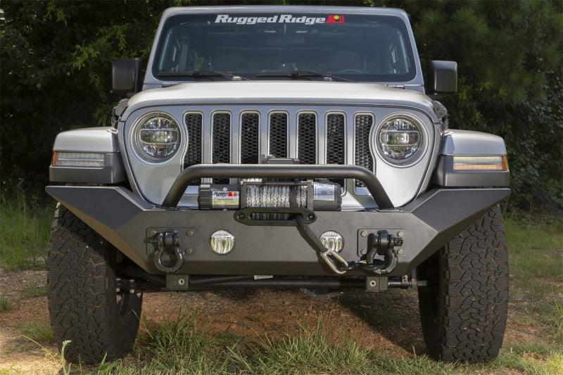 Rugged Ridge Spartan Front Bumper HCE W/Overrider 18-20 Jeep Wrangler JL/JT - Corvette Realm