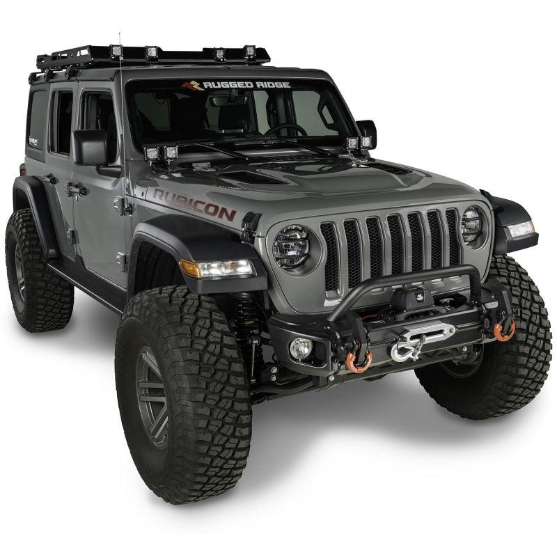 Rugged Ridge 18-20 Jeep Wrangler JL/JT Arcus Front Bumper Set w/ Overrider - Corvette Realm