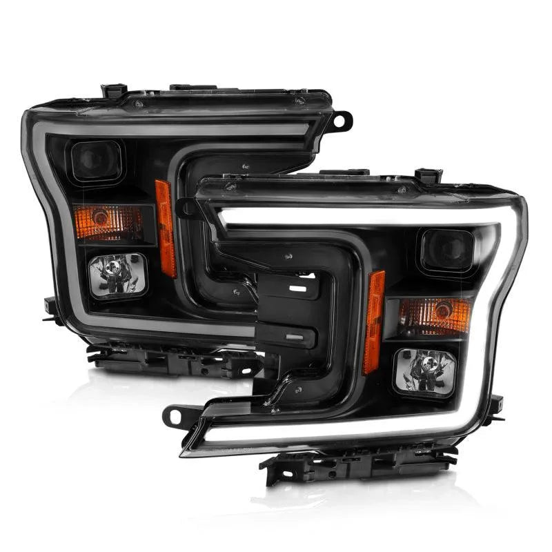 ANZO 2018-2019 Ford F-150 Projector Plank Style H.L. Black Amber (Without Switchback) - Corvette Realm