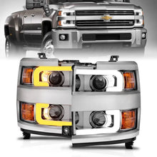 Load image into Gallery viewer, ANZO Projector Headlights 15-17 Chevrolet Silverado 2500HD / 3500HD Chrome w/ Chrome Rim - Corvette Realm