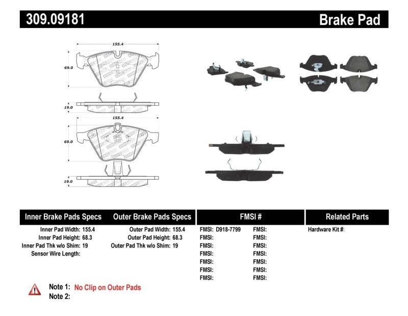 StopTech Performance 11-12 BMW Z4 (E86) / 07-11 335 Series (E90/92/93/F30) Front Brake Pads - Corvette Realm
