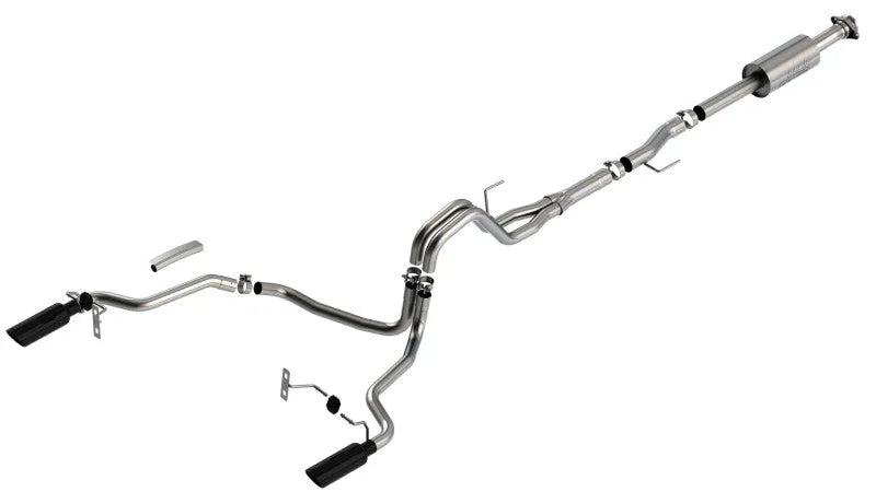 Borla F-150 21-25 2.7L/3.5L 4dr CC SB EC STB Lar/KingR/Plnum/LTD 3/2.25 SRE Cat-Back Exhaust S-Type Black Chrome Tips