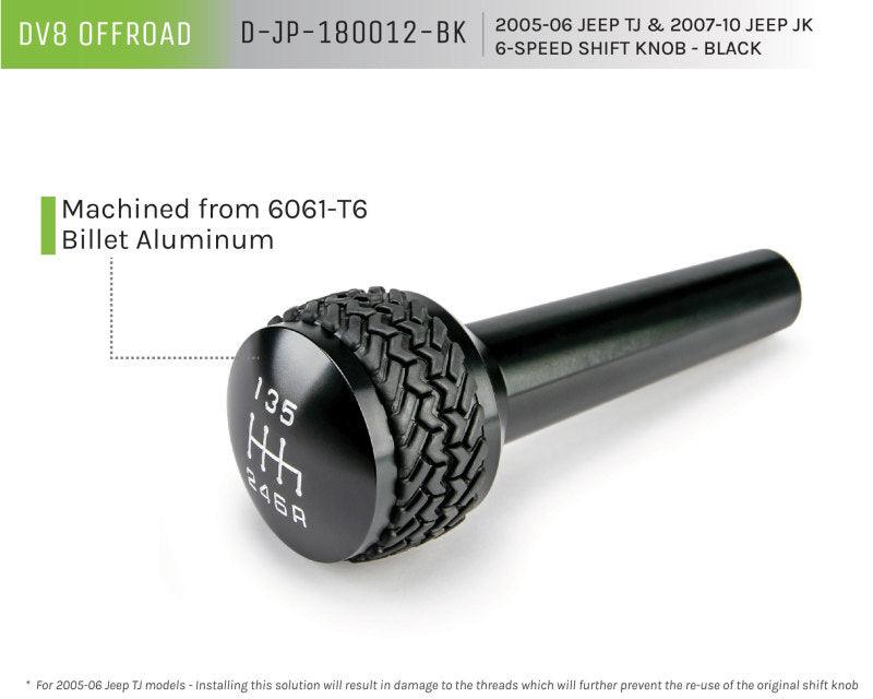 DV8 Offroad 2005-2010 Jeep TJ/JK 6-Speed Shift Knob Black Finish - Corvette Realm
