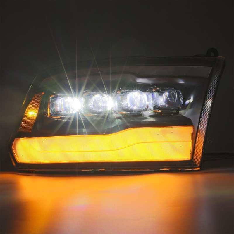 AlphaRex 09-18 Dodge Ram 1500HD NOVA LED Projector Headlights Plank Style Design Alpha Black w/DRL - Corvette Realm