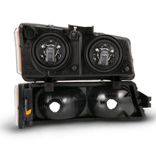 Load image into Gallery viewer, ANZO 2003-2006 Chevy Silverado Crystal Headlight w/ Signal Light Black Amber (4 pcs) - Corvette Realm