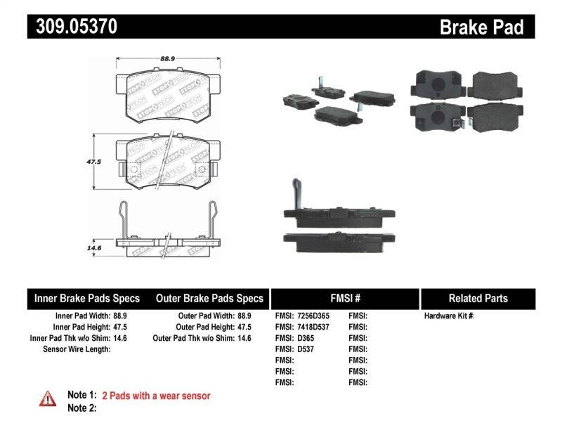 StopTech Performance 00-09 Honda S2000 / 92-07 Accord / 04-10 Acura TSX / 02-06 RSX Rear Brake Pads - Corvette Realm