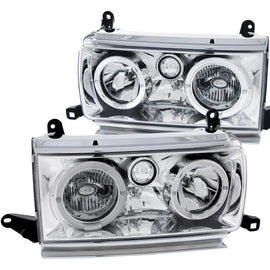 ANZO 1991-1994 Toyota Land Cruiser Crystal Headlights w/ Halo Chrome - Corvette Realm
