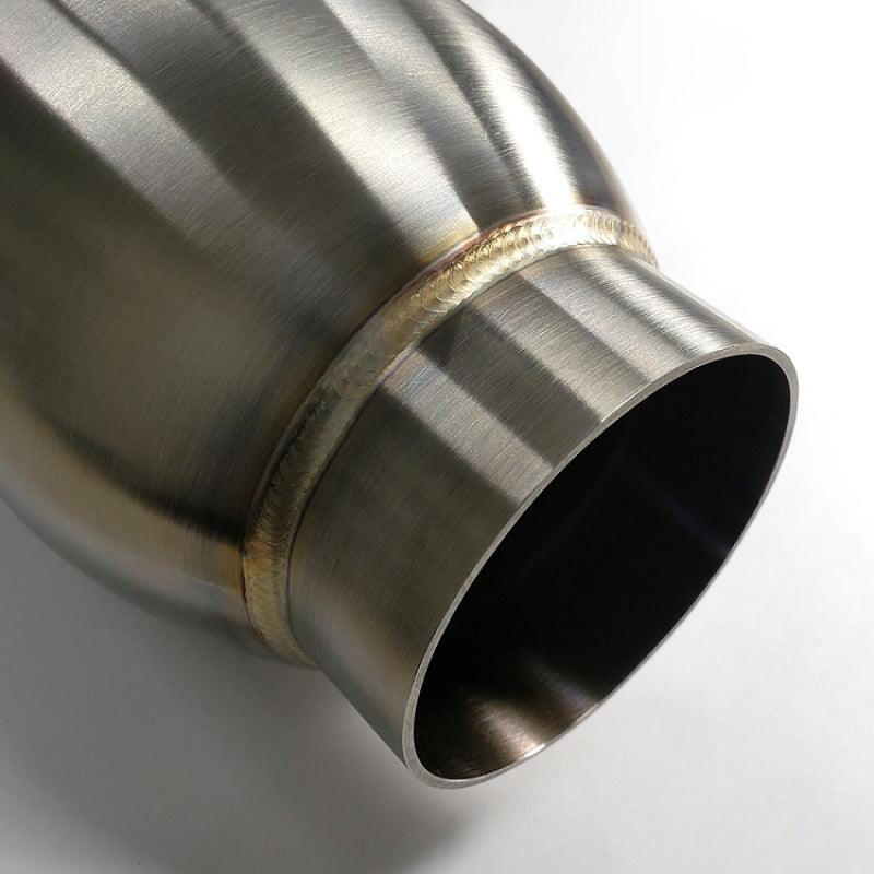 Stainless Bros 2.5in SS304 Inlet/Outlet 3.5in round body x 18in OAL Bullett Resonator - Corvette Realm