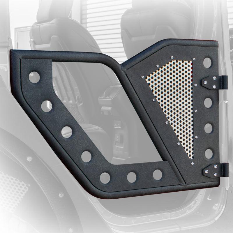 DV8 Offroad Jeep 18+ Wrangler JL / 20+ Gladiator JT Front Rock Doors w/ Perforated Aluminum Mesh - Corvette Realm