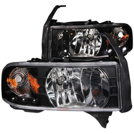 ANZO 1994-2001 Dodge Ram Crystal Headlights Black w/ LED - Corvette Realm