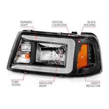 Load image into Gallery viewer, ANZO 2001-2011 Ford Ranger Crystal Headlights w/ Light Bar Black Housing - Corvette Realm