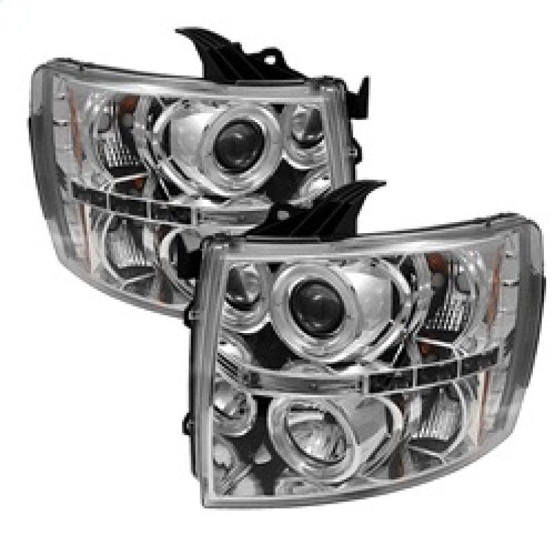 Spyder Chevy Silverado 1500 07-13 Projector Headlights LED Halo LED Chrm PRO-YD-CS07-HL-C - Corvette Realm