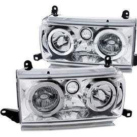 ANZO 1991-1994 Toyota Land Cruiser Crystal Headlights w/ Halo Chrome - Corvette Realm