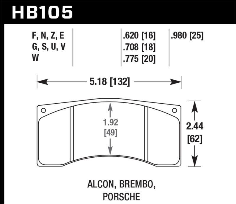 Hawk Alcon B/MB4/ Brembo XA2.E5.01/04 / XA5.90.01/04 / XA6.H7.11/14 DTC-70 Race Brake Pads - Corvette Realm